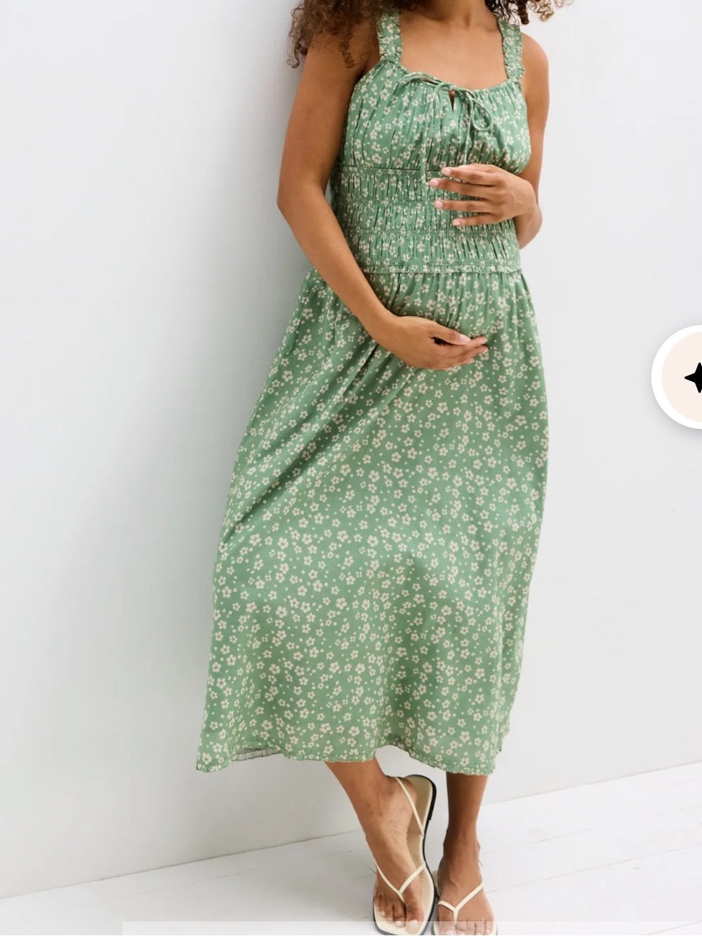 Hatch The Sadie Dress M NWOT Green Tapioca Floral Sundress with Smocked Bodice